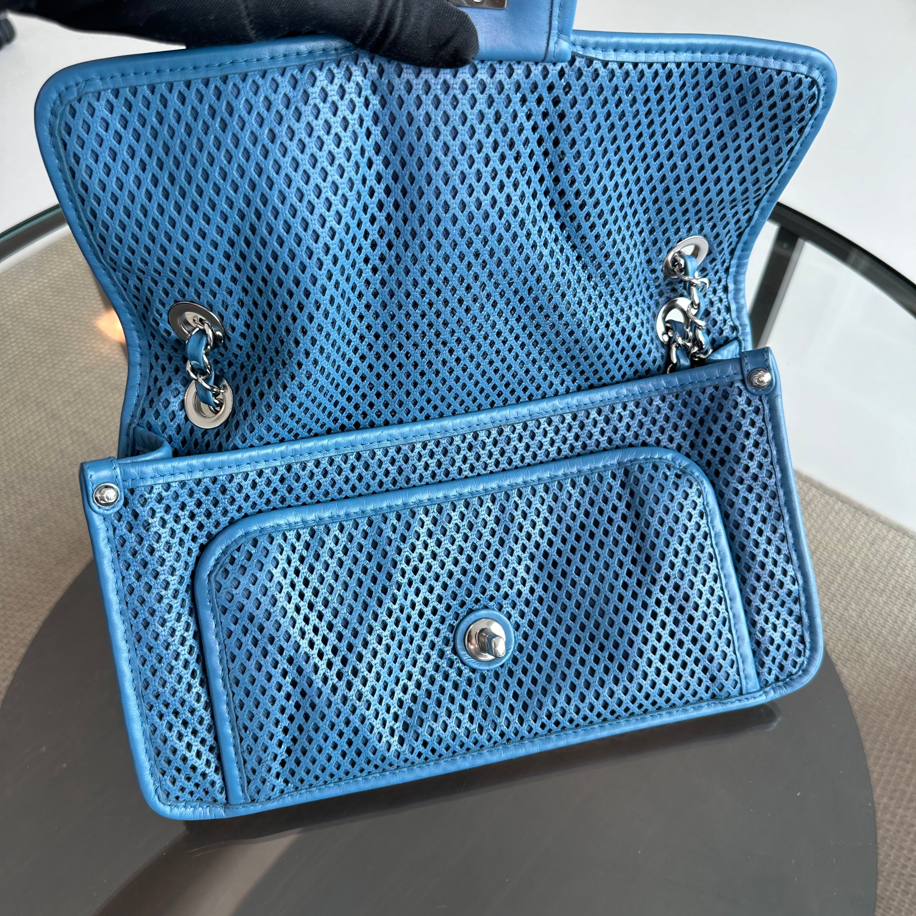 Chanel Flap Perforated French Riviera Up In The Air Blue SHW No 17 - Luxury Evermore