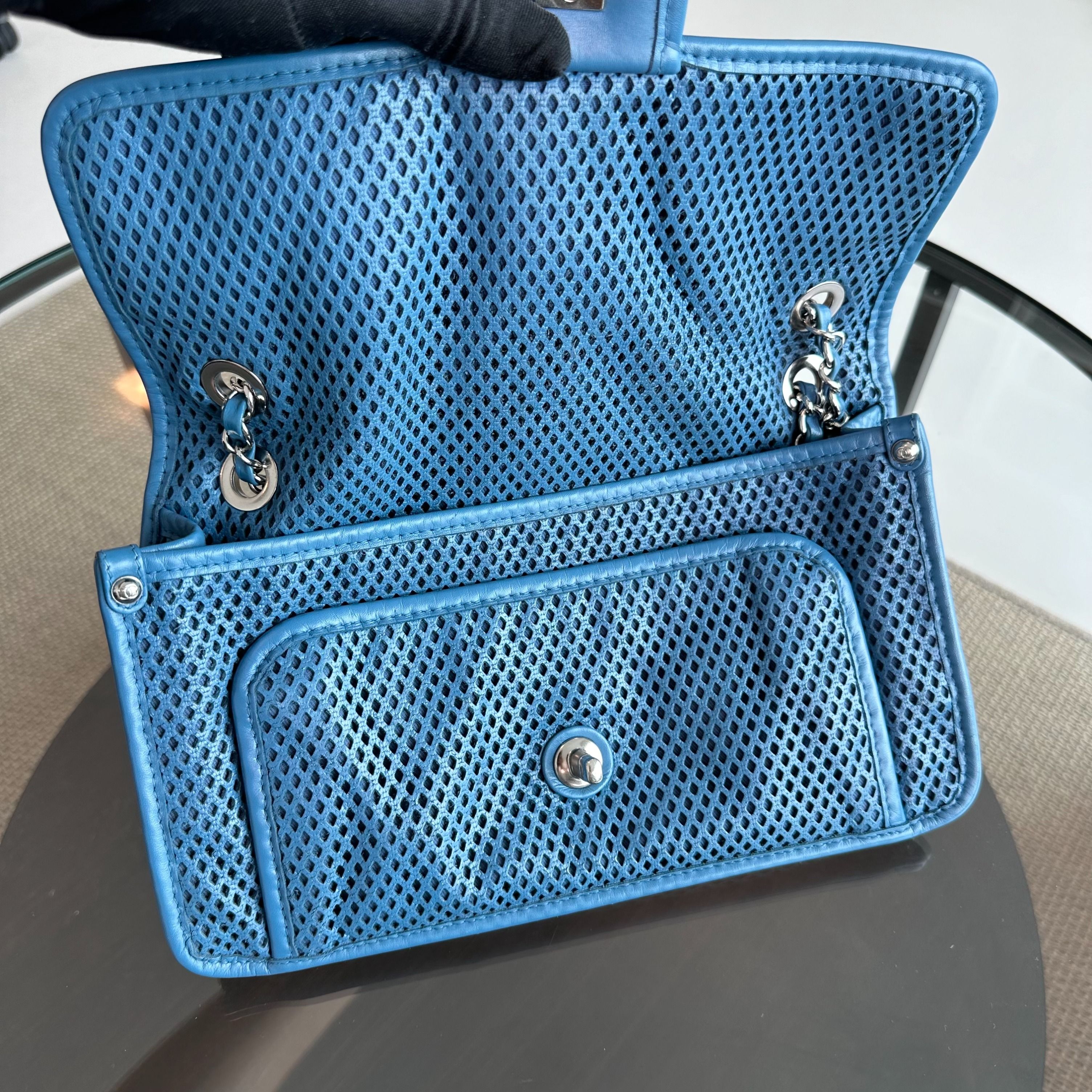 Chanel Flap Perforated French Riviera Up In The Air Blue SHW No 17 - Luxury Evermore