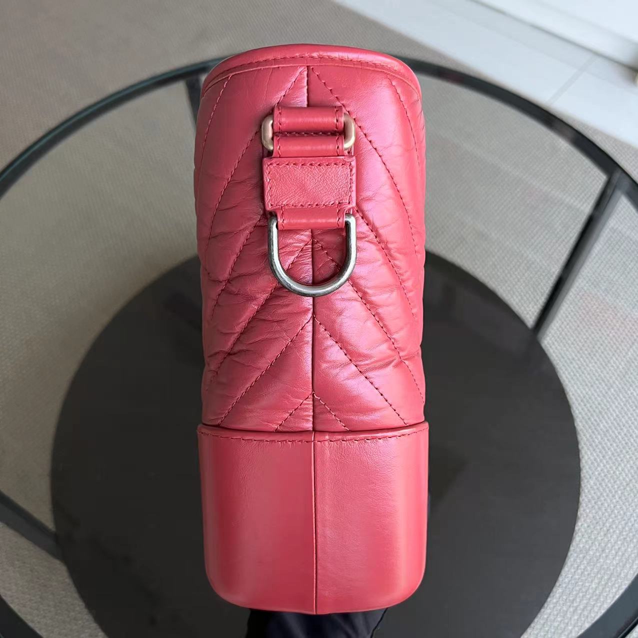 Chanel Gabrielle Medium 27CM Chevron Calfskin Hot Pink Two-tone Hardware Series 26 - Luxury Evermore