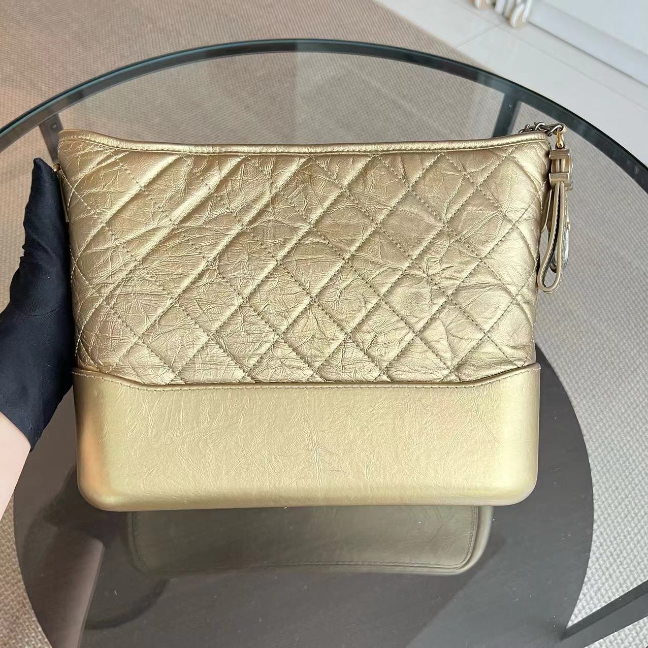 Chanel Gabrielle Medium 28CM Quilted Calfskin Gold GHW - Luxury Evermore