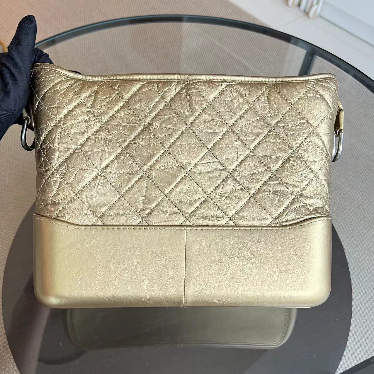 Chanel Gabrielle Medium 28CM Quilted Calfskin Gold GHW - Luxury Evermore