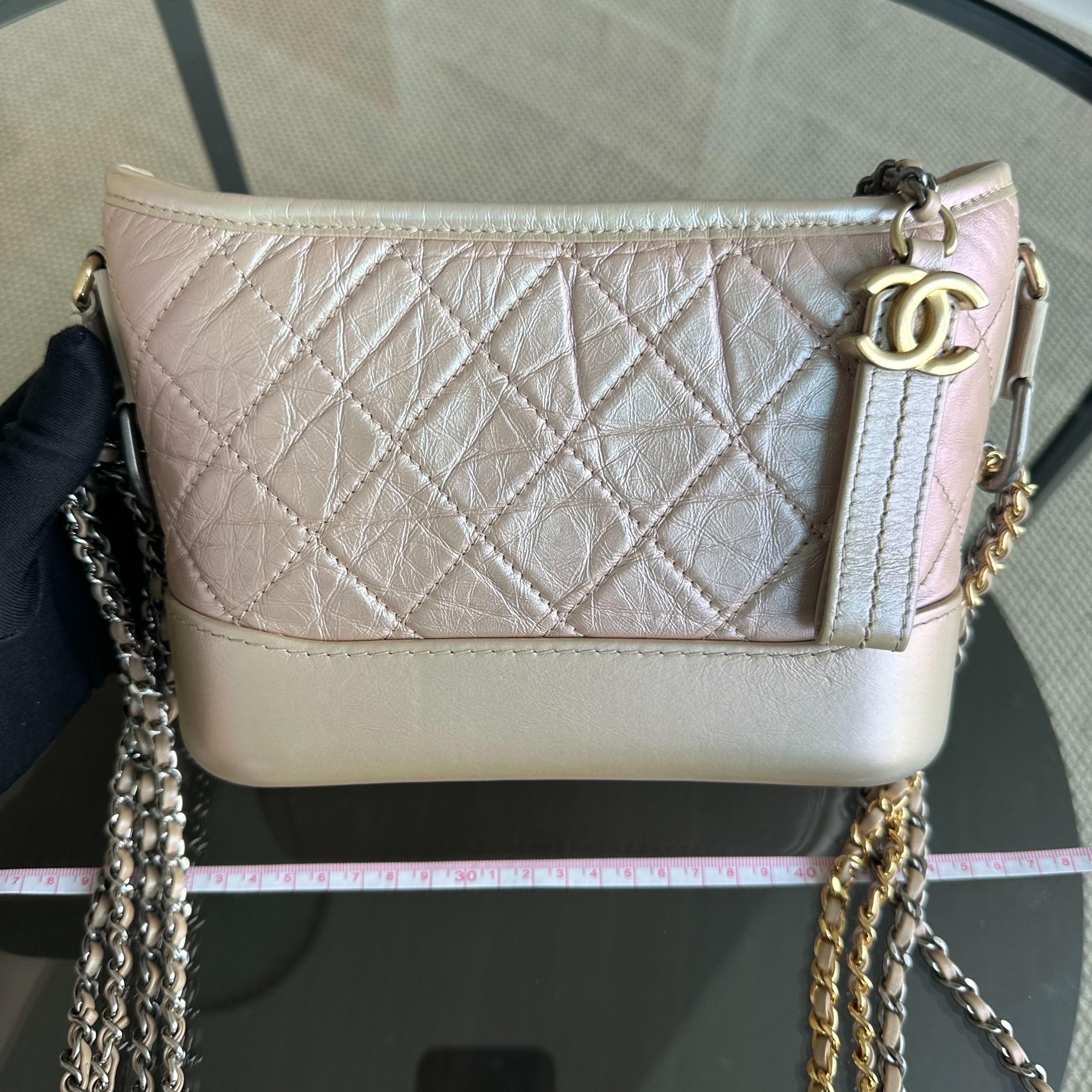 Chanel Gabrielle Small Hobo Quilted Calfskin Iridescent Pink GHW No 27 - Luxury Evermore