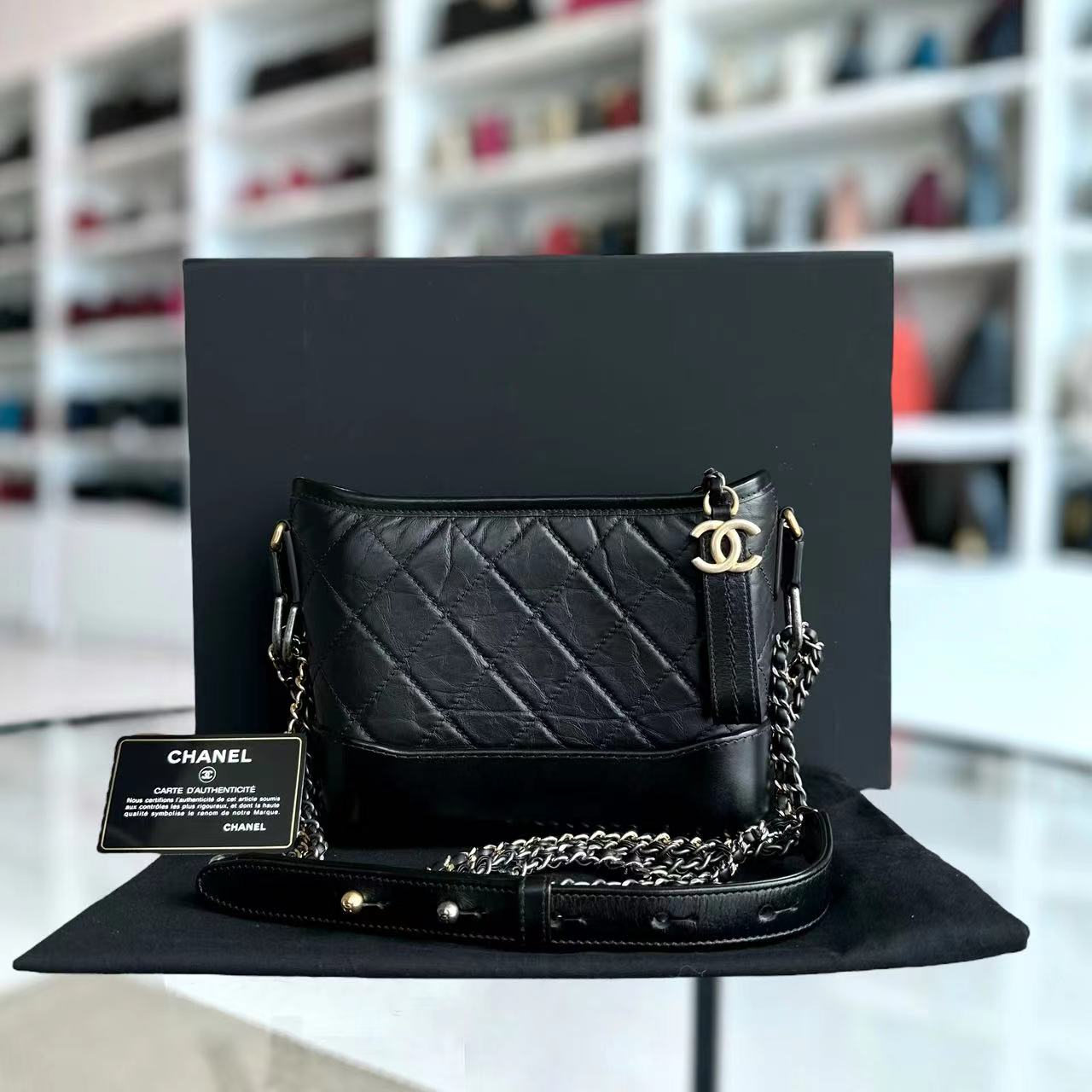 Chanel Gabrielle Small Quilted Calfskin Black Two-tone Hardware Series 28 - Luxury Evermore