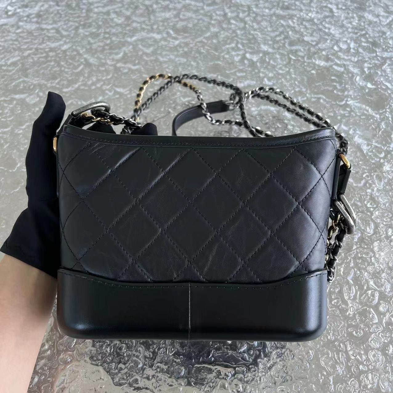 Chanel Gabrielle Small Quilted Calfskin Black Two-tone Hardware Series 28 - Luxury Evermore