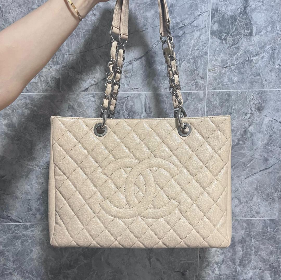 Chanel GST Caviar Grand Shopping Tote Beige No 14 - Luxury Evermore