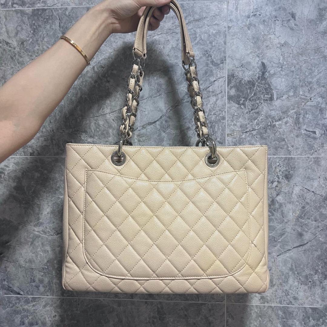 Chanel GST Caviar Grand Shopping Tote Beige No 14 - Luxury Evermore