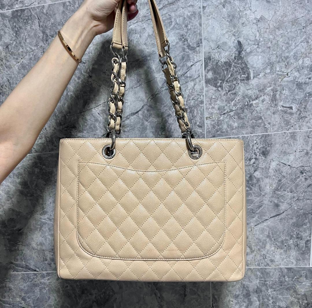 Chanel GST Caviar Grand Shopping Tote Beige No 17 - Luxury Evermore