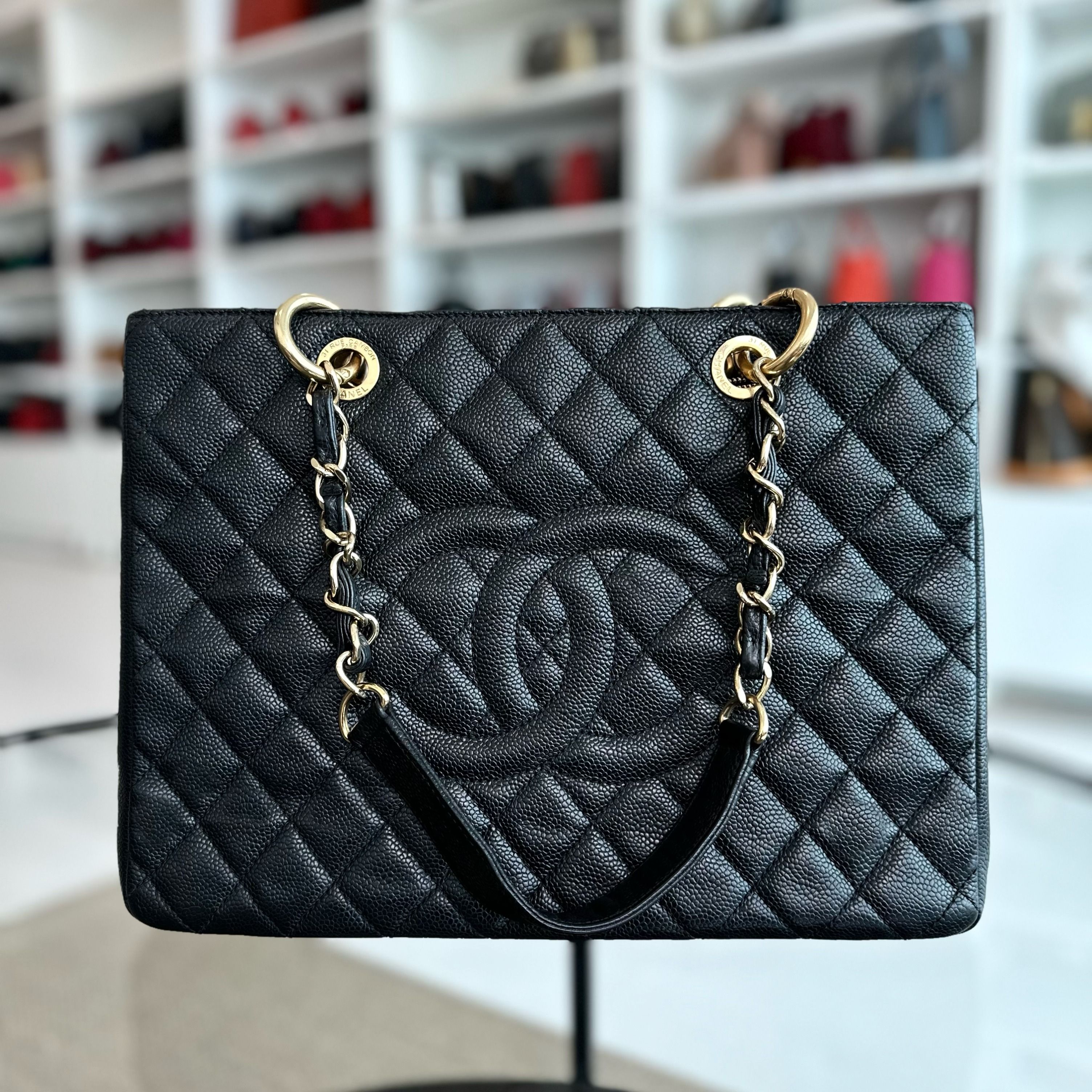 Chanel GST Caviar Grand Shopping Tote Black GHW - Luxury Evermore