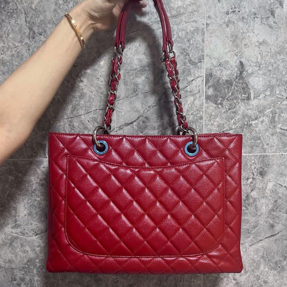 Chanel GST Caviar Grand Shopping Tote Red Leather No 17 - Luxury Evermore