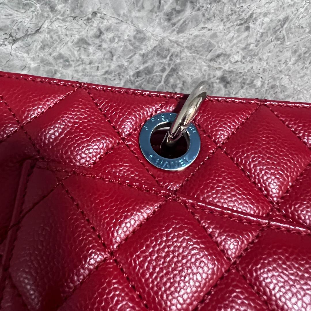 Chanel GST Caviar Grand Shopping Tote Red Leather No 17 - Luxury Evermore