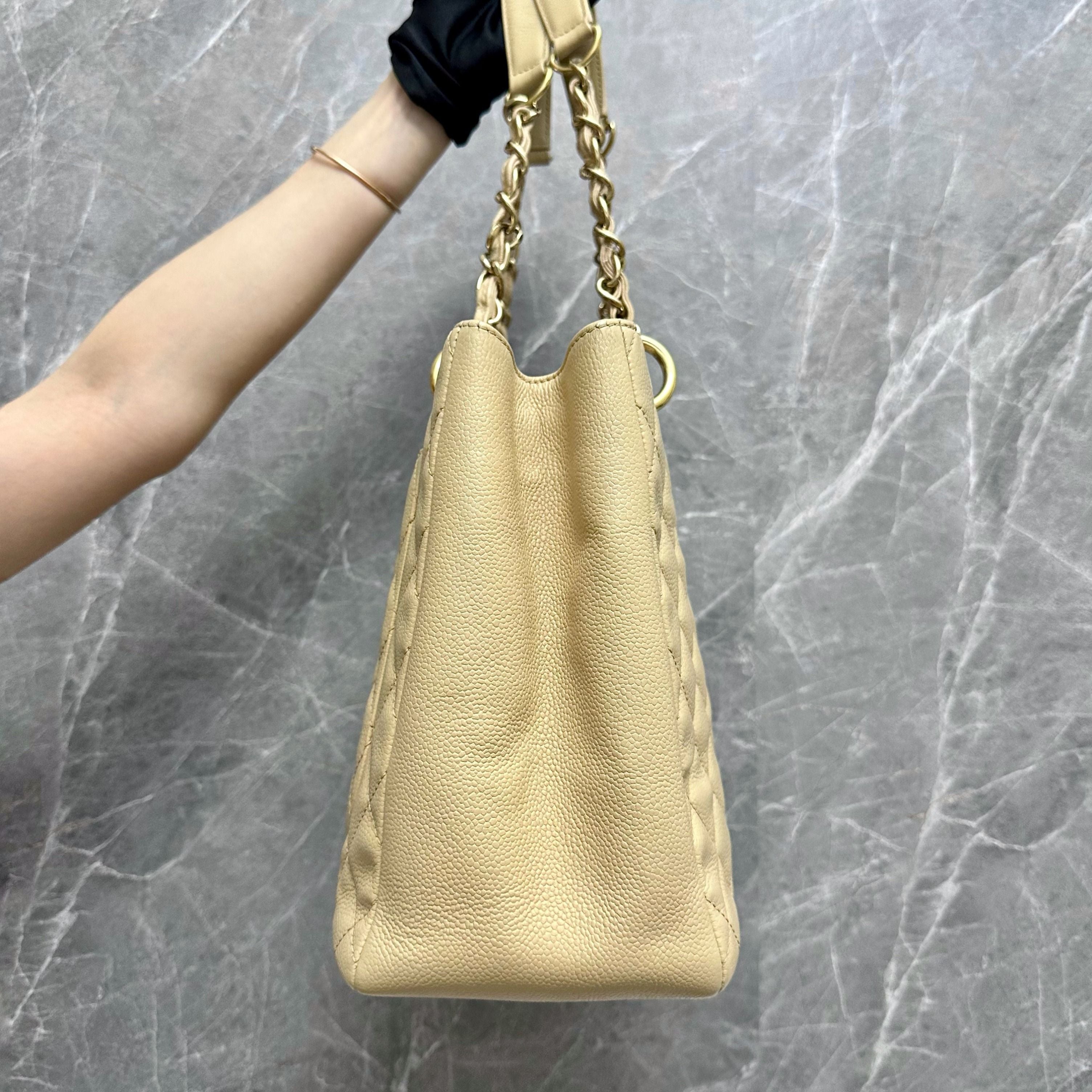 Chanel GST Grand Shopping Tote Beige Caviar GHW NO. 13 - Luxury Evermore