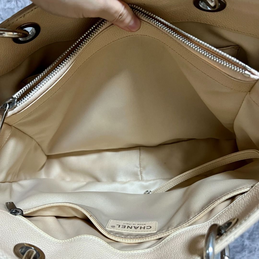 Chanel GST Grand Shopping Tote Beige SHW - Luxury Evermore