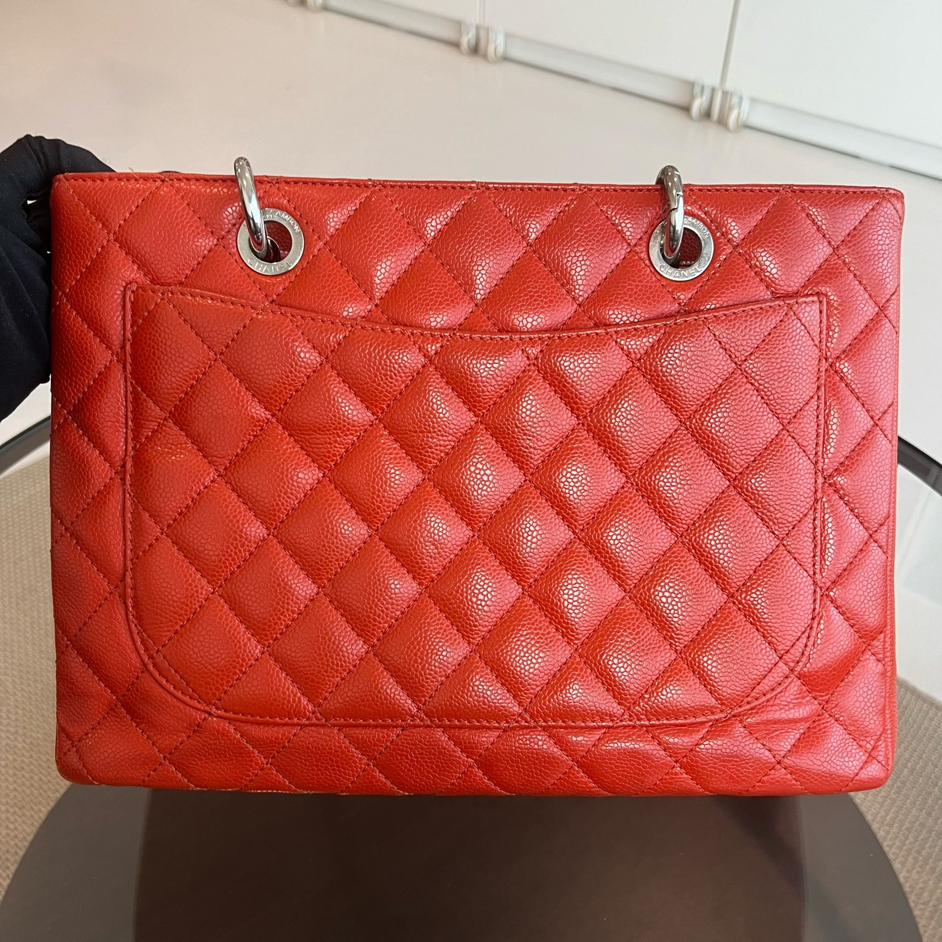 Chanel GST Grand Shopping Tote Caviar Salmon Red No.17 - Luxury Evermore