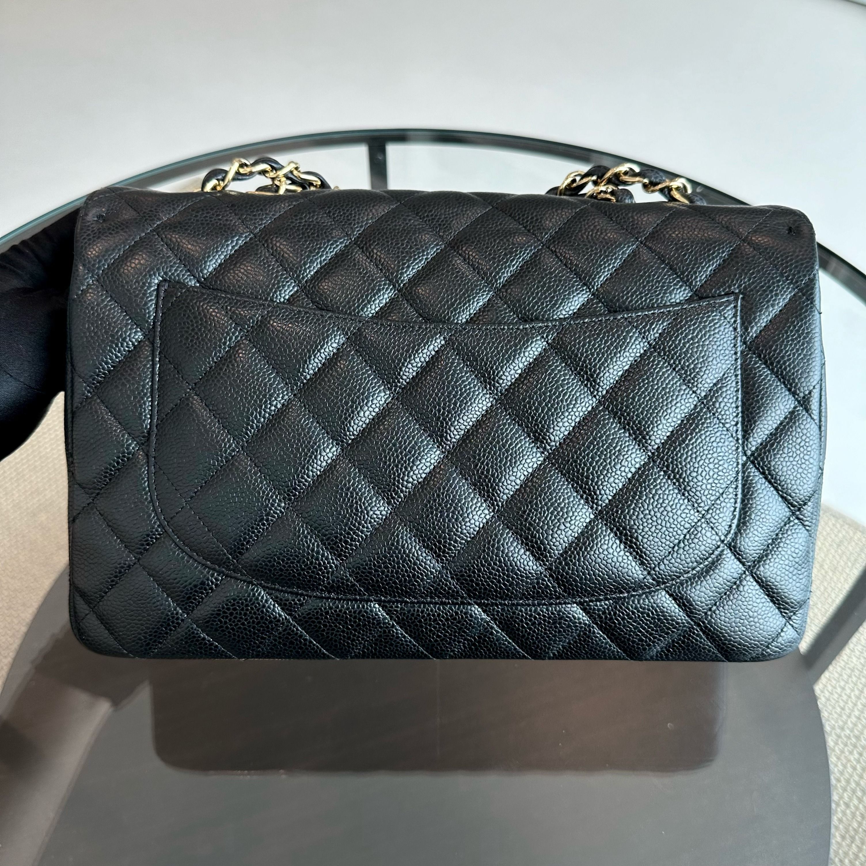 Chanel Jumbo Caviar Classic Flap Single Flap Black GHW No 13 - Luxury Evermore