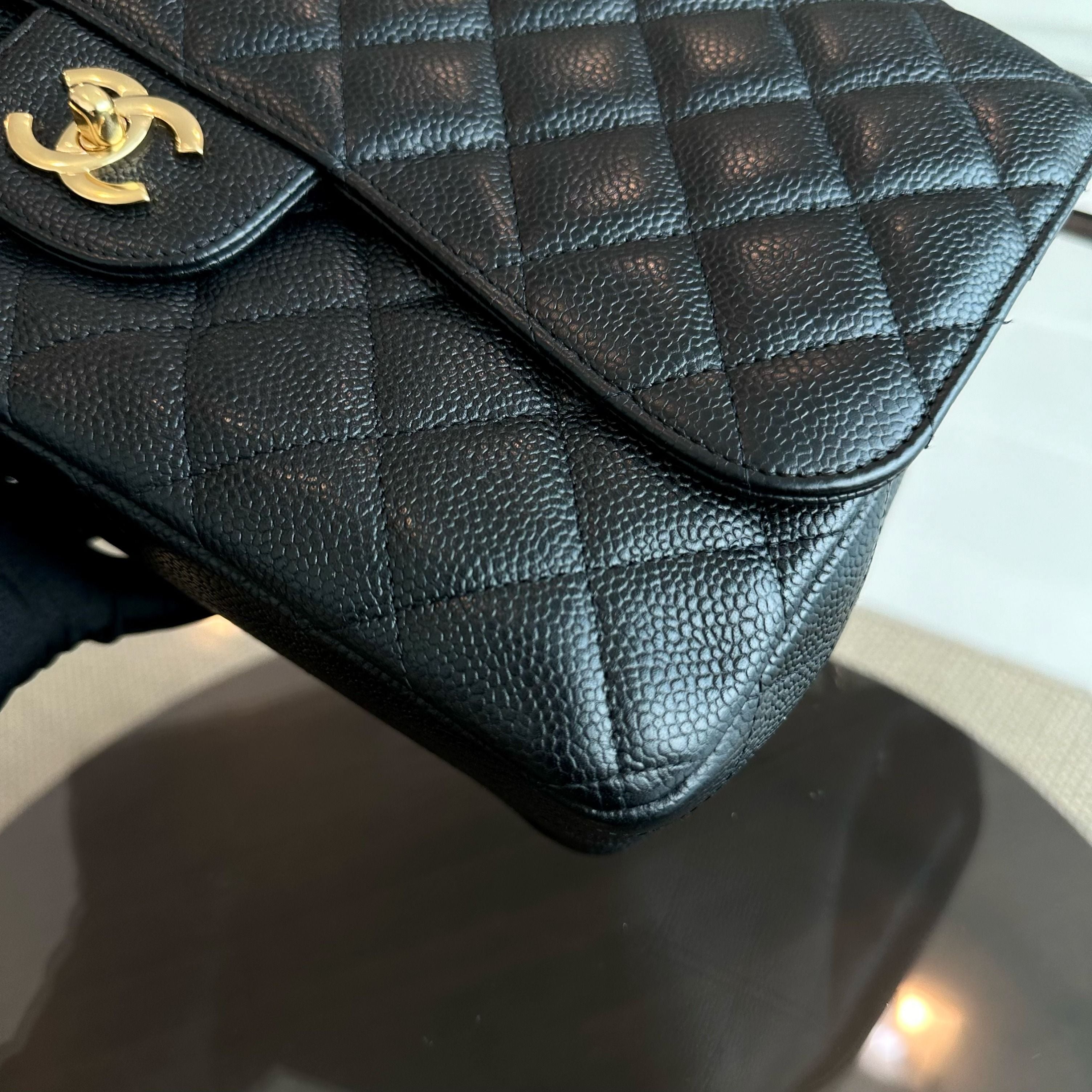 Chanel Jumbo Caviar Classic Flap Single Flap Black GHW No 13 - Luxury Evermore