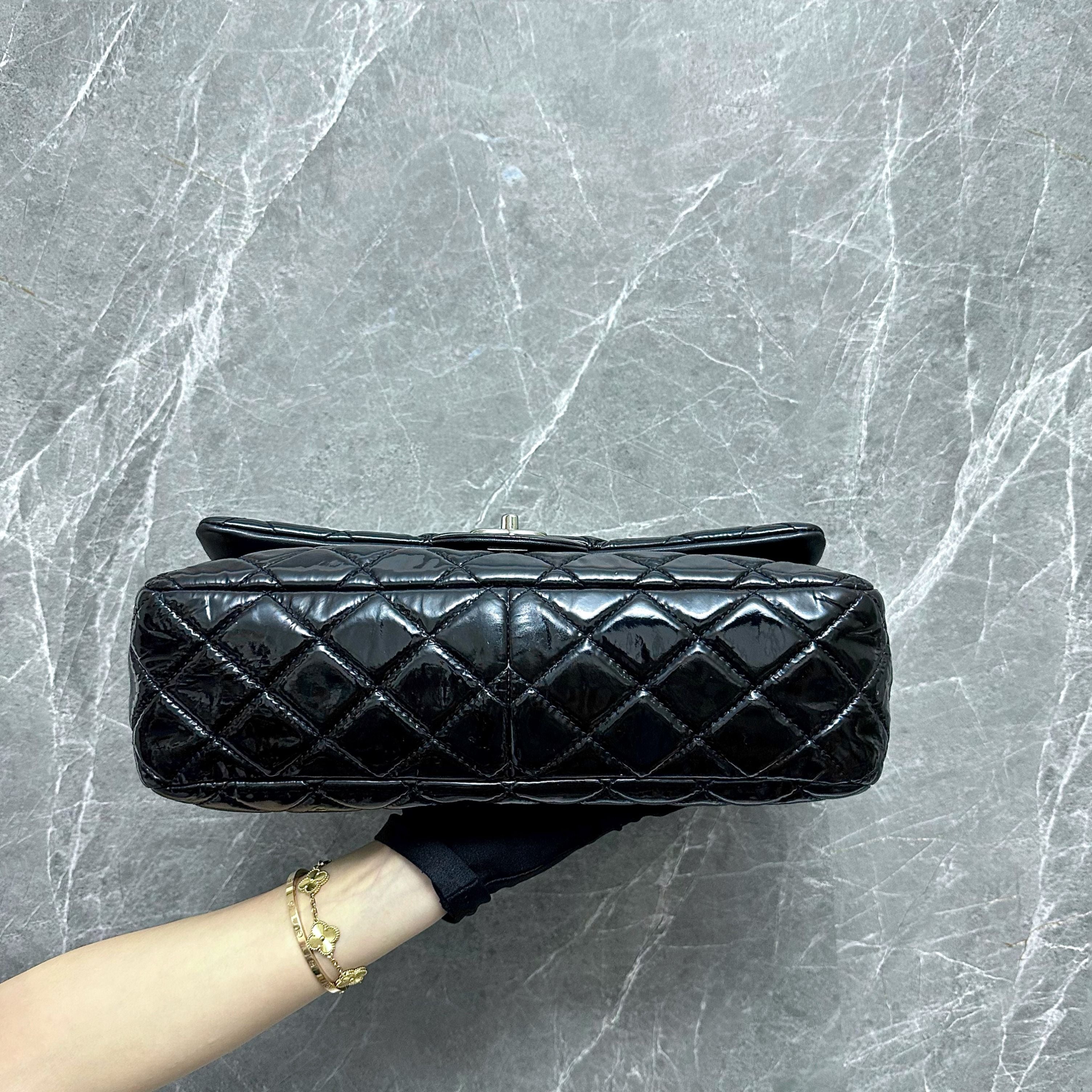 Chanel Jumbo Classic Flap Black Patent Leather No 12 - Luxury Evermore