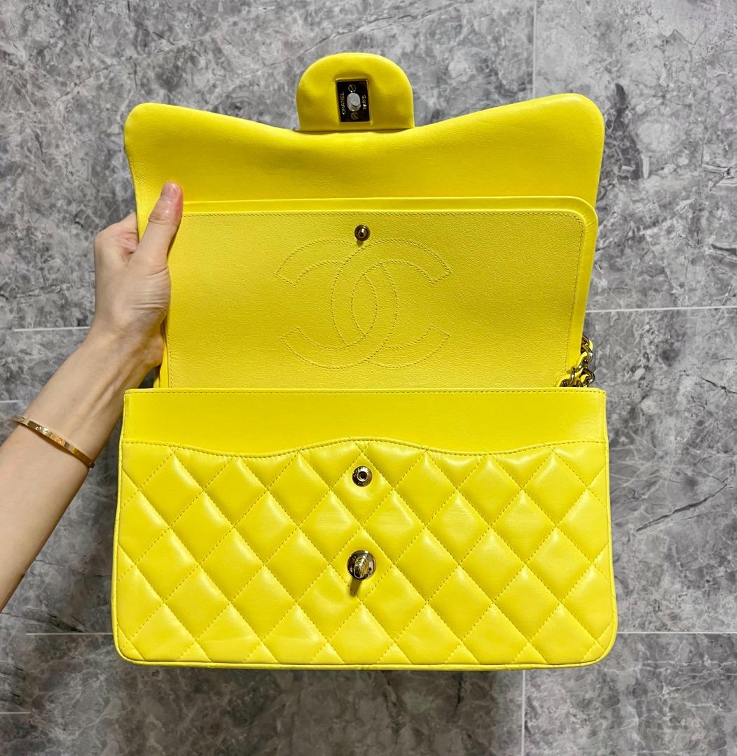 Chanel Jumbo Classic Flap Lambskin Yellow No 15 GHW - Luxury Evermore