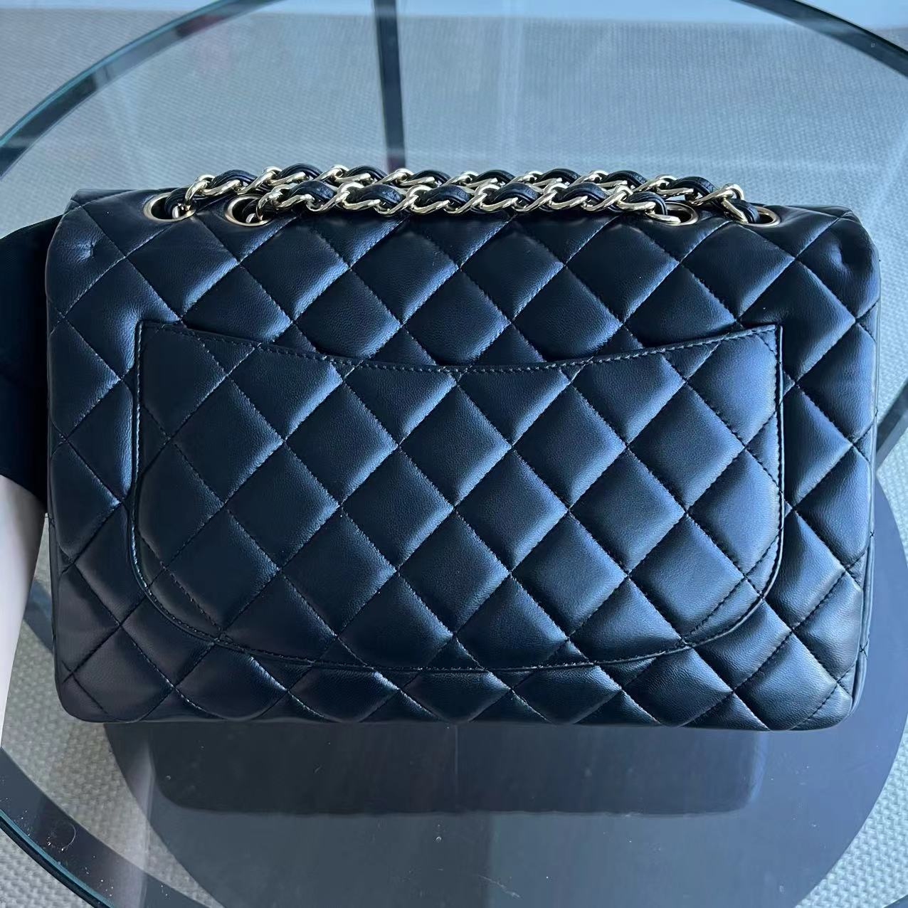 Chanel Jumbo Classic Flap Single Flap 30CM Quilted Lambskin Black Golden Hardware Series 14 - Luxury Evermore