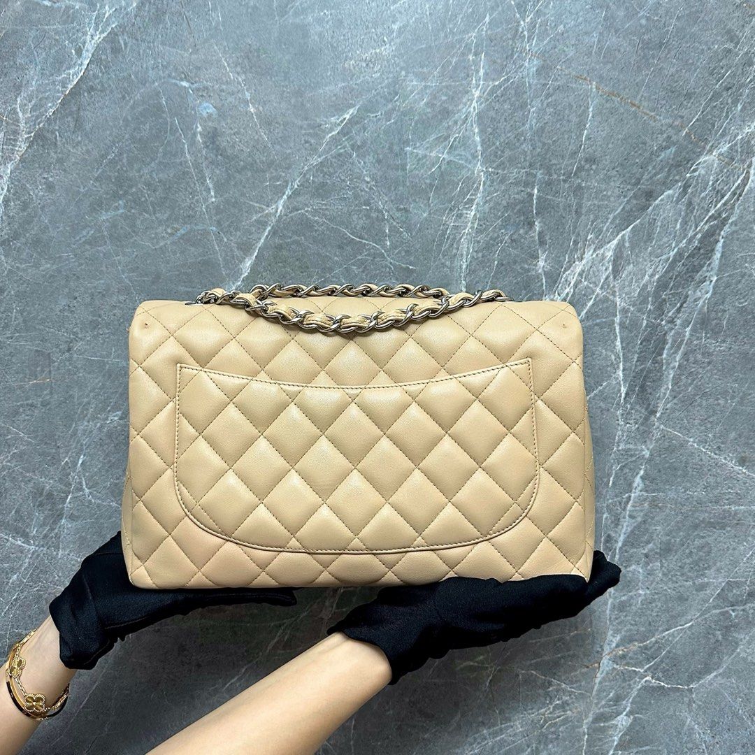 Chanel Jumbo Classic Flap Single Flap Beige Lambskin No 13 - Luxury Evermore