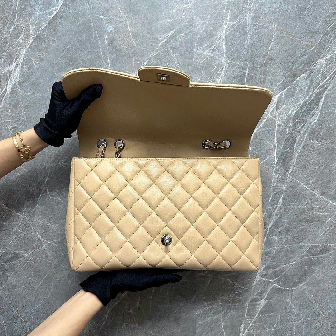 Chanel Jumbo Classic Flap Single Flap Beige Lambskin No 13 - Luxury Evermore