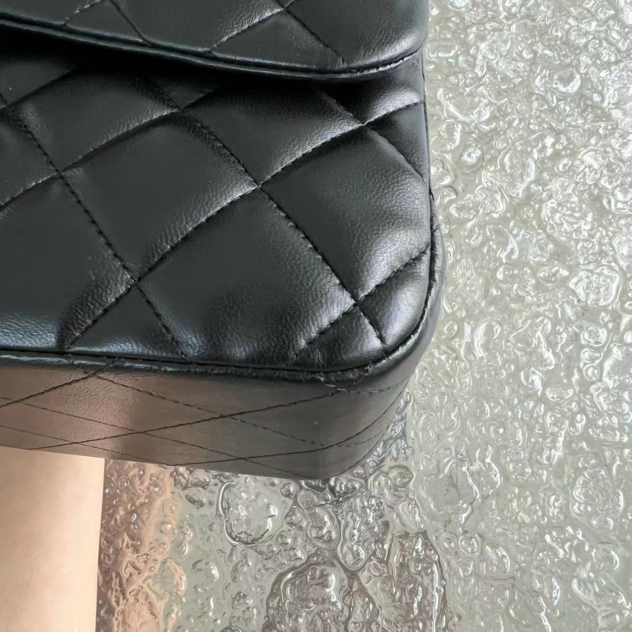 Chanel Jumbo Double Flap Classic Flap Quilted Lambskin Black Golden Hardware Series 16 - Luxury Evermore