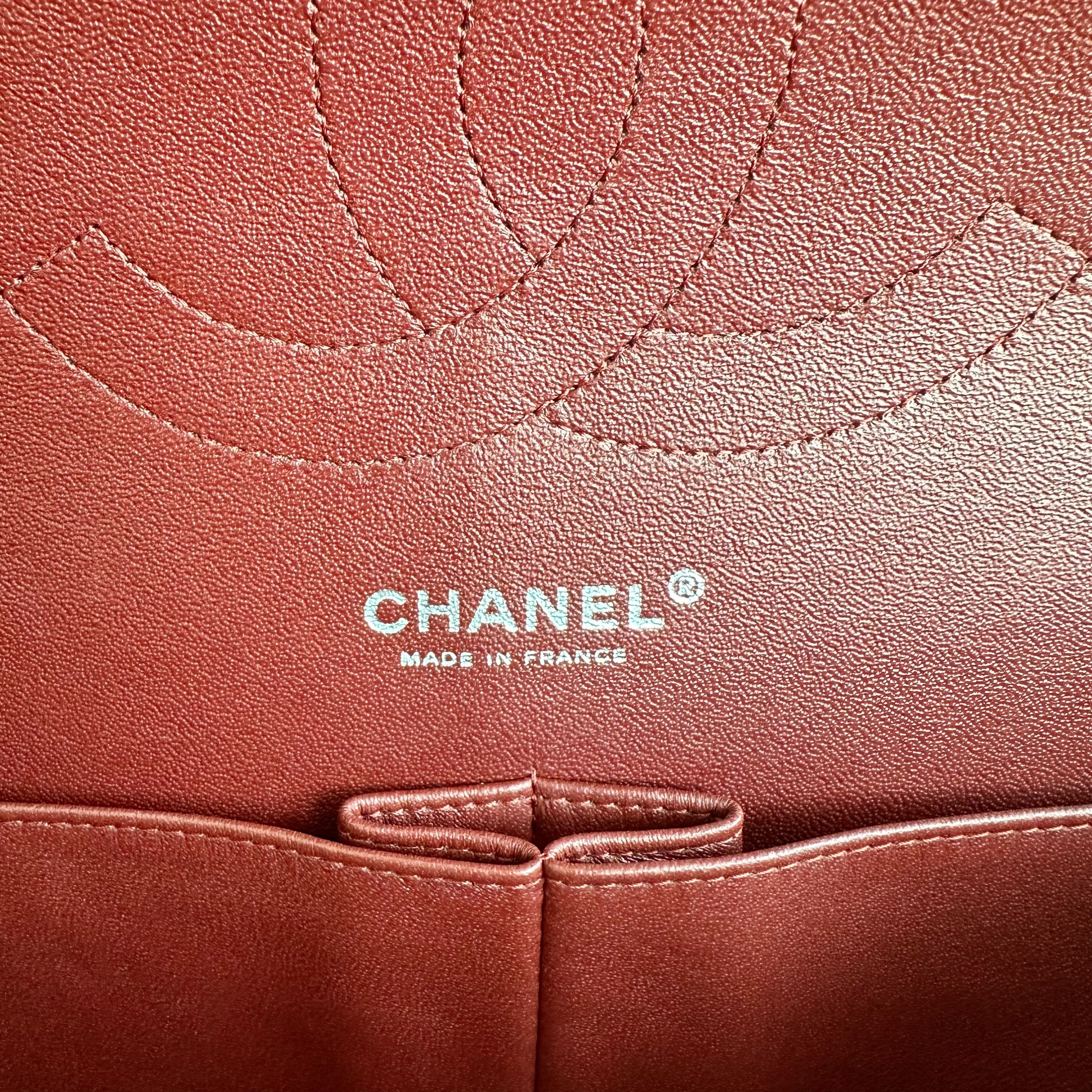 Chanel Jumbo Double Flap Lambskin Classic Flap Burgundy SHW No 15 - Luxury Evermore