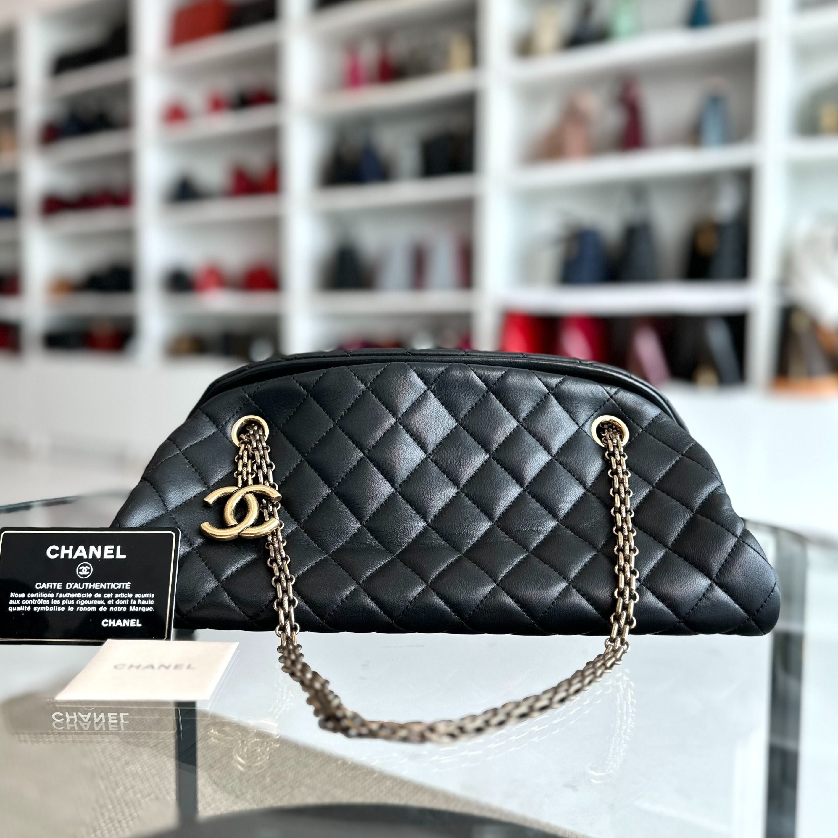 Chanel Mademoiselle Bowling Lambskin Black GHW No 14 - Luxury Evermore