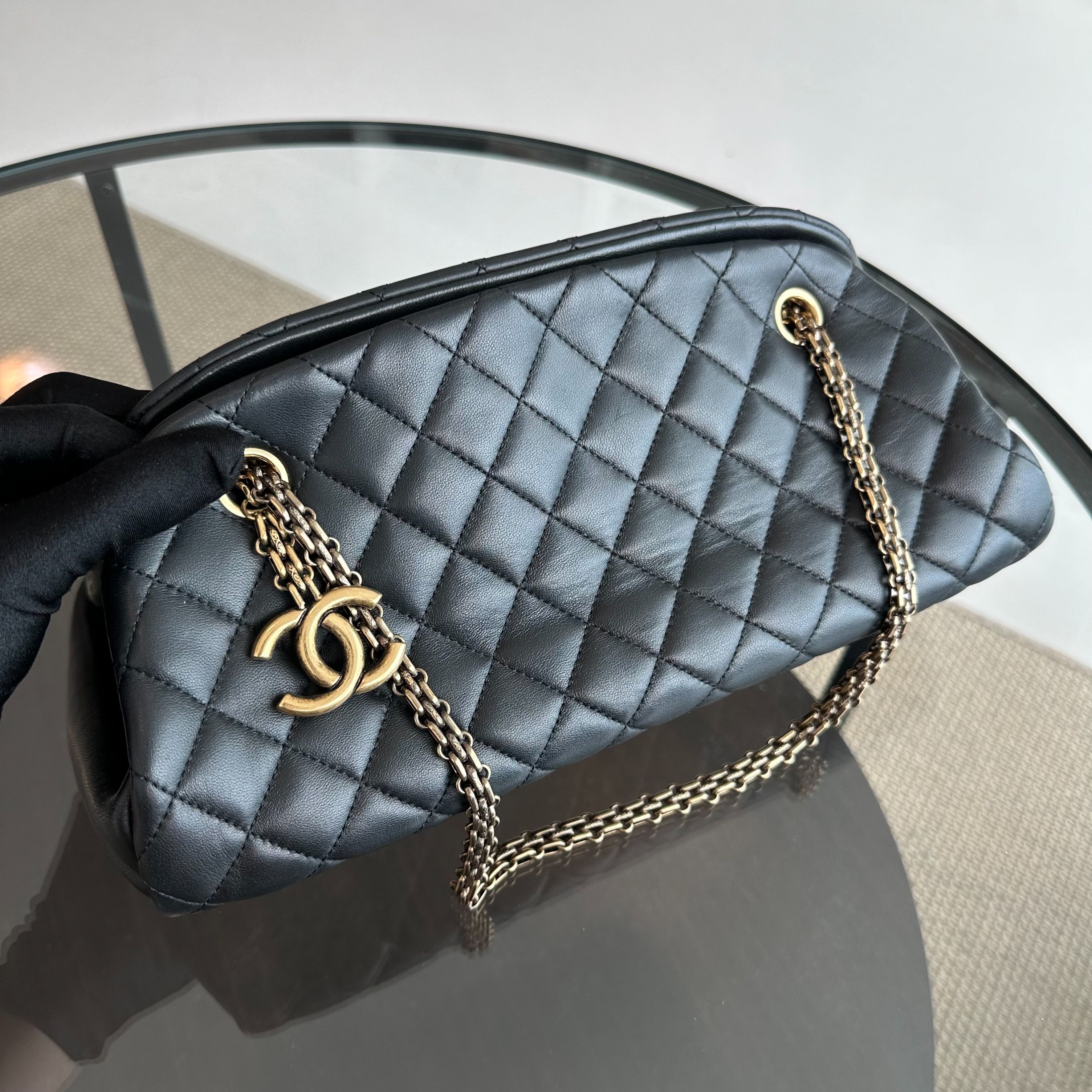 Chanel Mademoiselle Bowling Lambskin Black GHW No 14 - Luxury Evermore