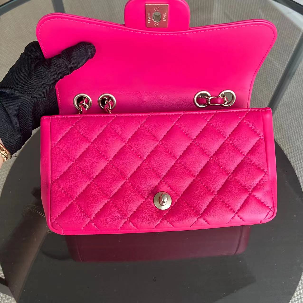 Chanel Mademoiselle Chic Seasonal Flap Mini Quilted Lambskin Hot Pink GHW No 21 - Luxury Evermore