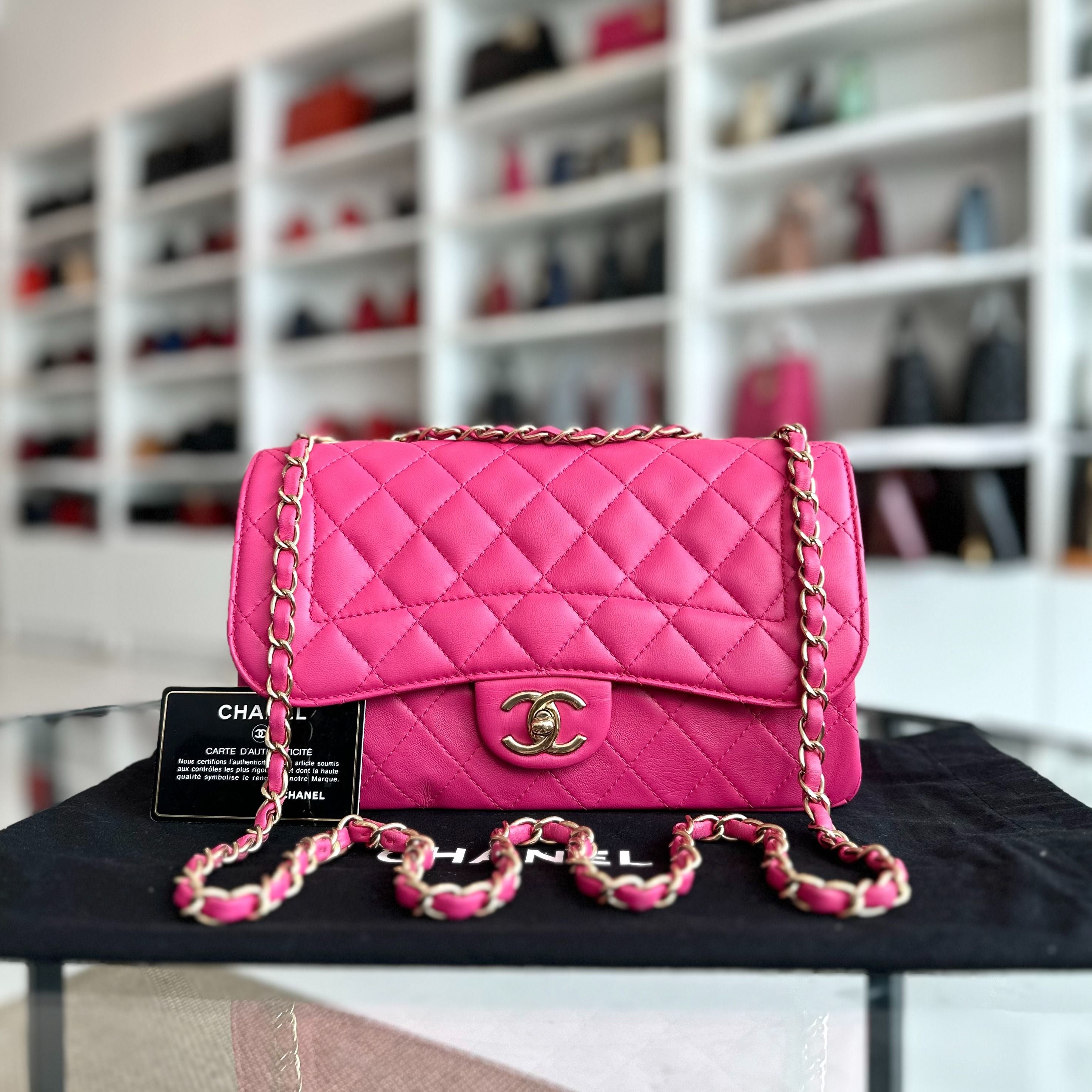 Chanel Mademoiselle Medium 25CM Lambskin Chic Fuchsia GHW No 21 - Luxury Evermore