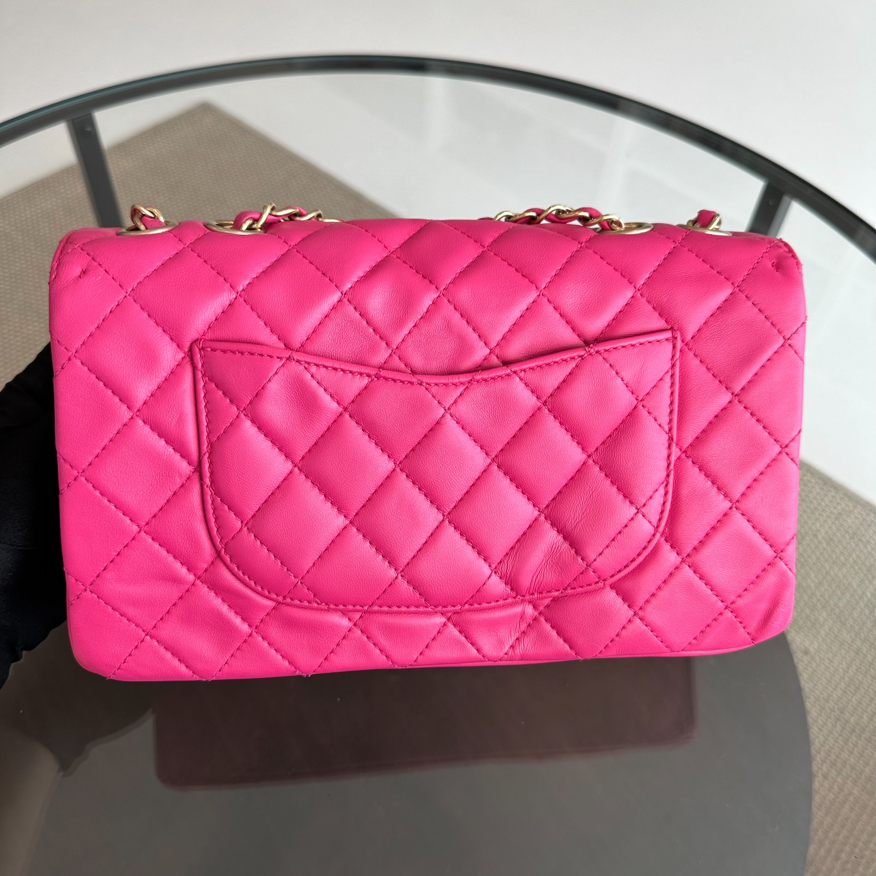 Chanel Mademoiselle Medium 25CM Lambskin Chic Fuchsia GHW No 21 - Luxury Evermore