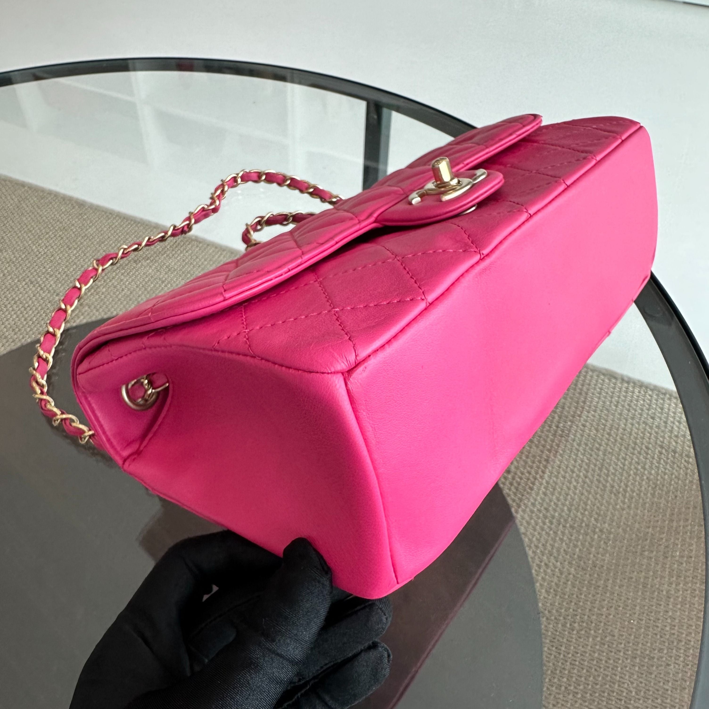 Chanel Mademoiselle Medium 25CM Lambskin Chic Fuchsia GHW No 21 - Luxury Evermore