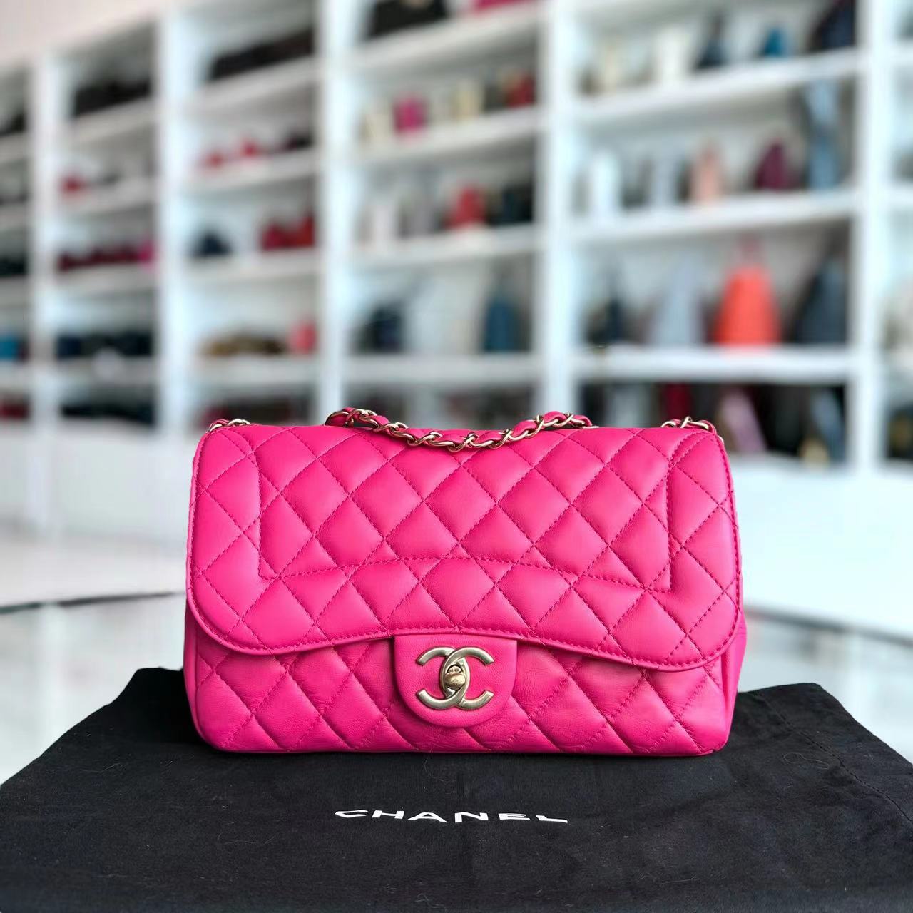 Chanel Mademoiselle Medium Chic Seasonal Flap 25CM Lambskin Hot Pink GHW No 21 - Luxury Evermore