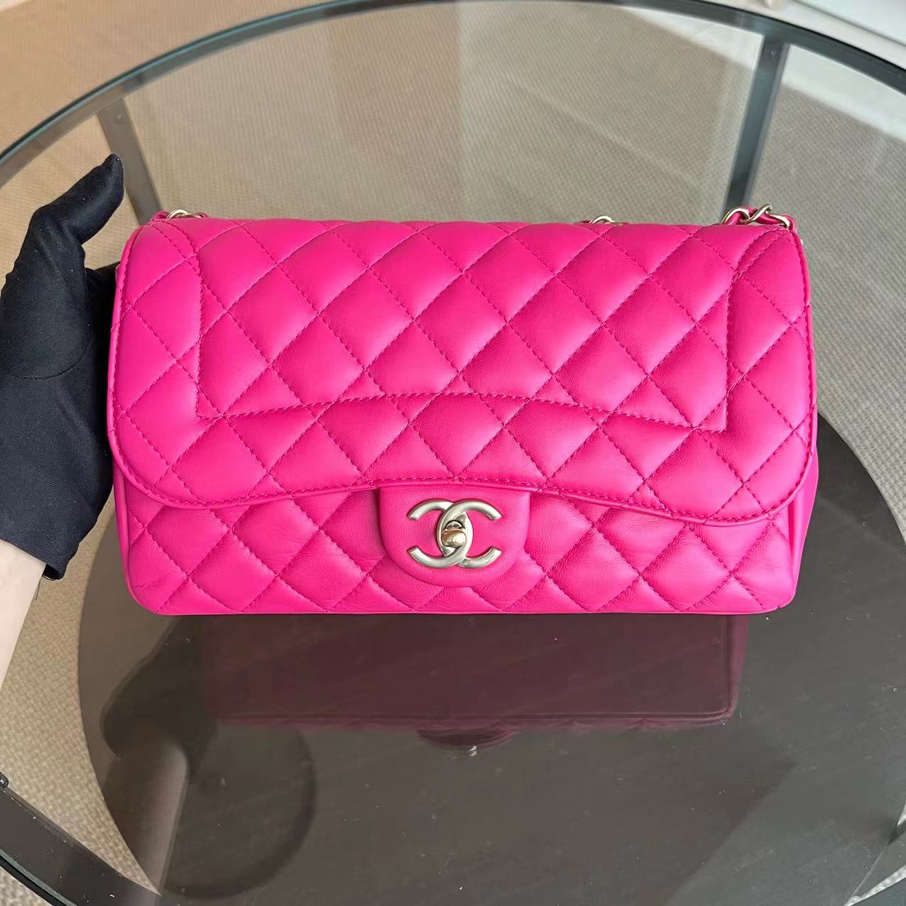 Chanel Mademoiselle Medium Chic Seasonal Flap 25CM Lambskin Hot Pink GHW No 21 - Luxury Evermore