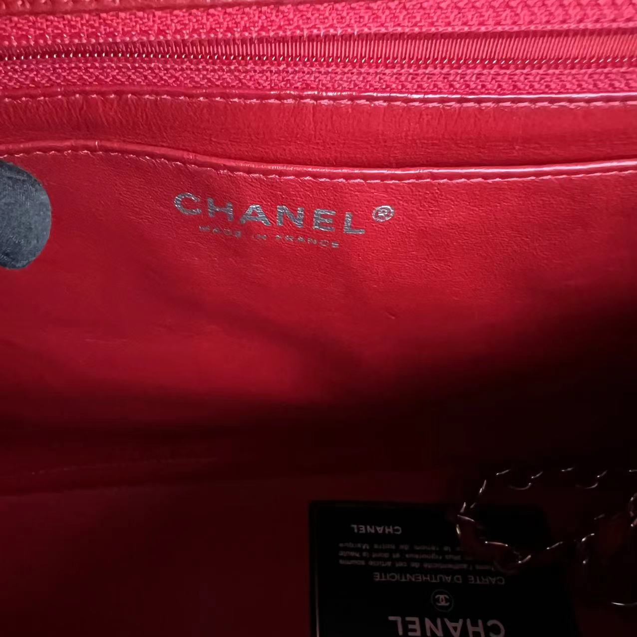 Chanel Maxi Classic Flap Quilted Lambskin Red Silver Hardware Series 13 - Luxury Evermore