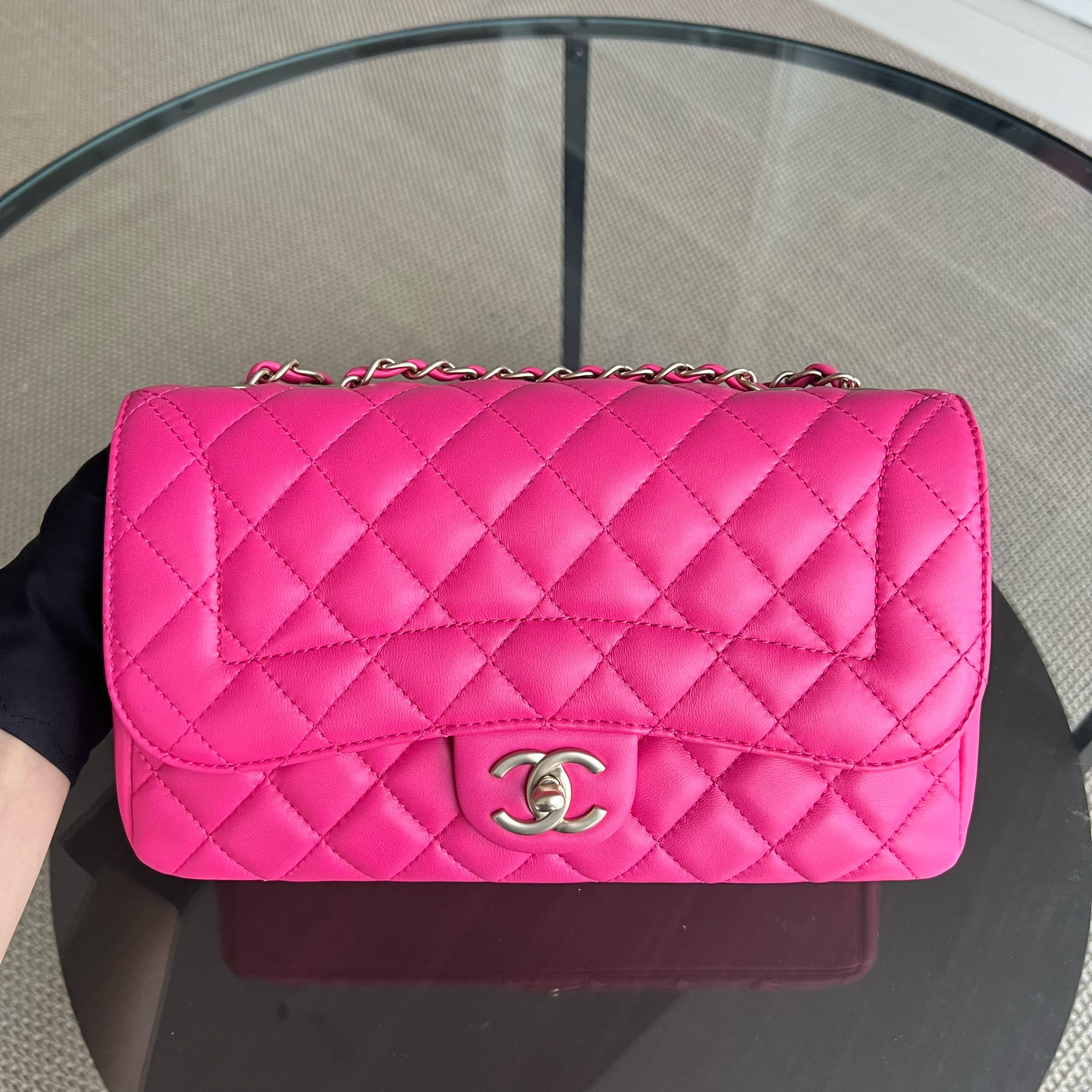 Chanel Medium Chic Flap Mademoiselle Classic Flap 25CM Quilted Lambskin Hot Pink Golden Hardware Series 21 - Luxury Evermore