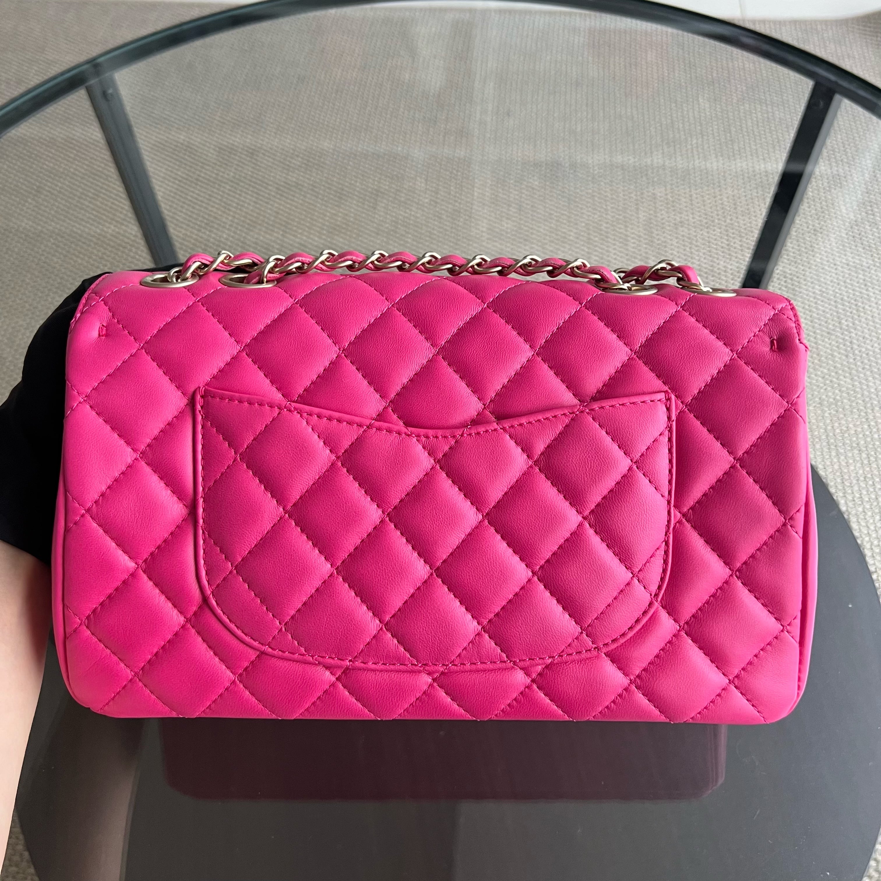 Chanel Medium Chic Flap Mademoiselle Classic Flap 25CM Quilted Lambskin Hot Pink Golden Hardware Series 21 - Luxury Evermore