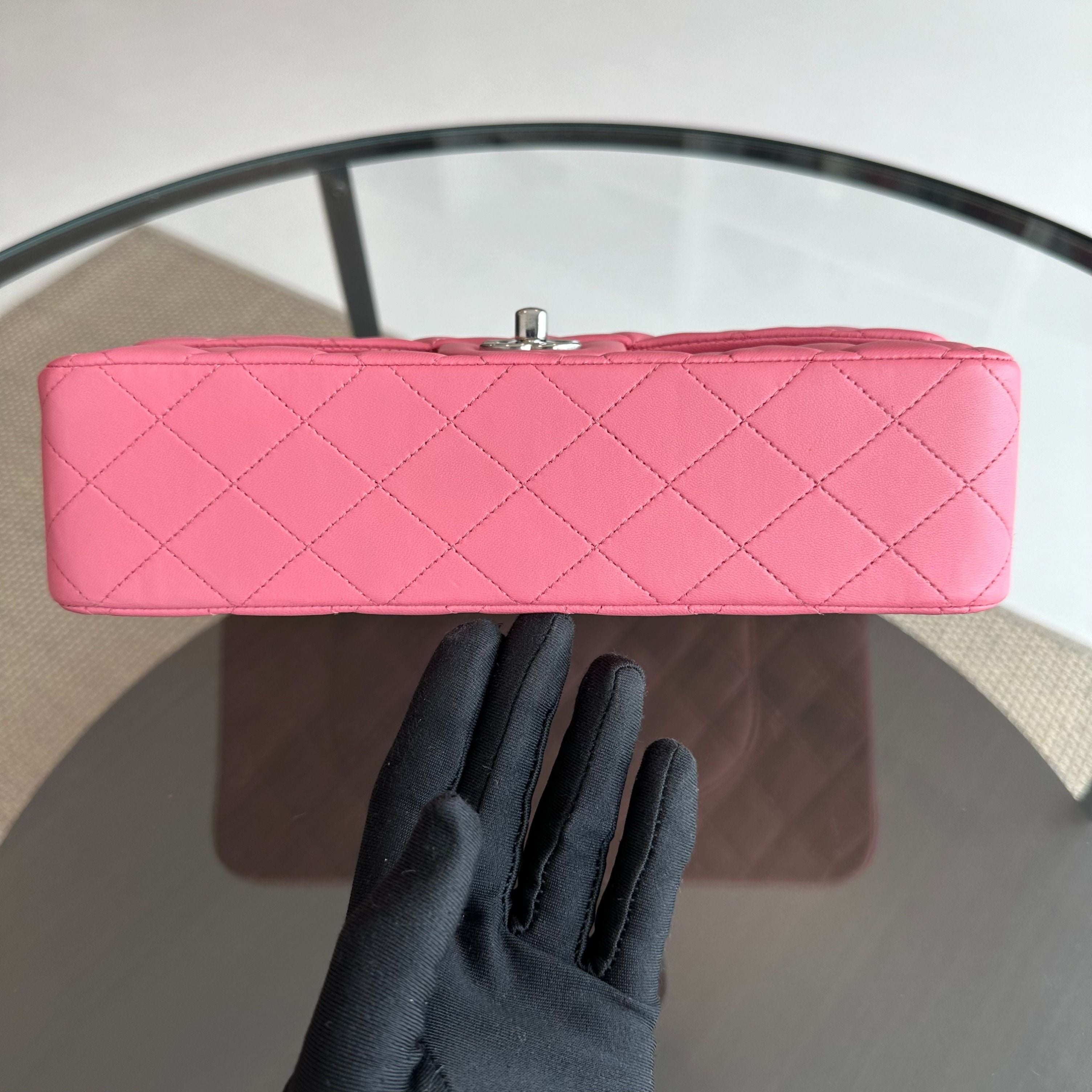 Chanel Medium Classic Flap 25CM Quilted Lambskin Sakura Pink SHW No 18 - Luxury Evermore