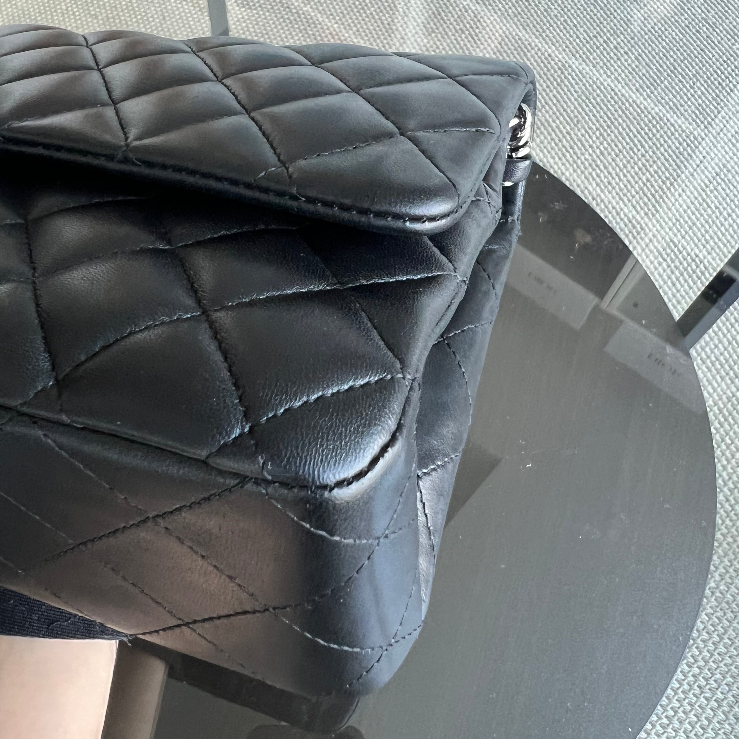 Chanel Medium Classic Flap Double Flap Quilted Lambskin Black Silver Hardware Series 19 - Luxury Evermore