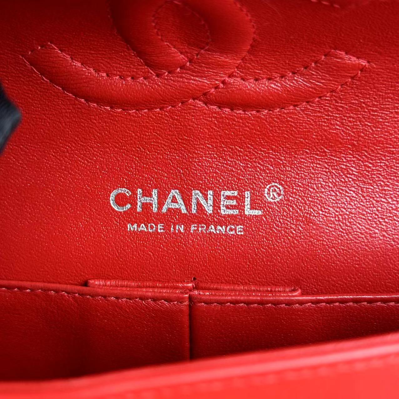 Chanel Medium Classic Flap Double Flap Quilted Lambskin Red SHW No 15 - Luxury Evermore