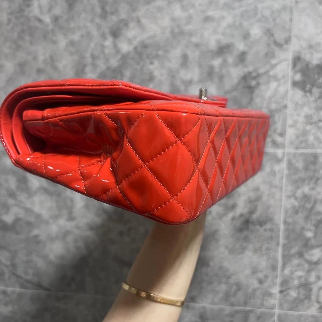 Chanel Medium Classic Flap Double Flap Red Patent Leather - Luxury Evermore