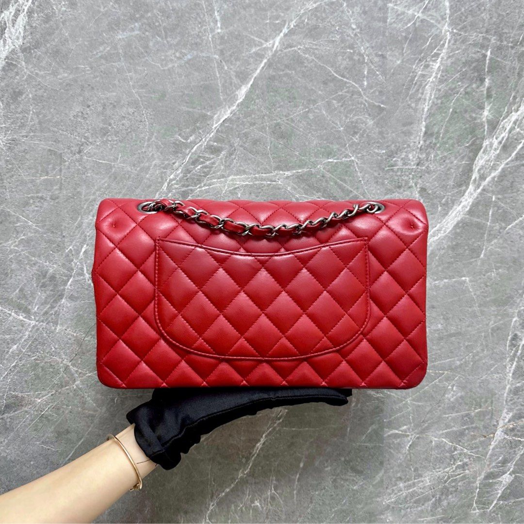 Chanel Medium Classic Flap Double Flap Red SHW No 20 - Luxury Evermore