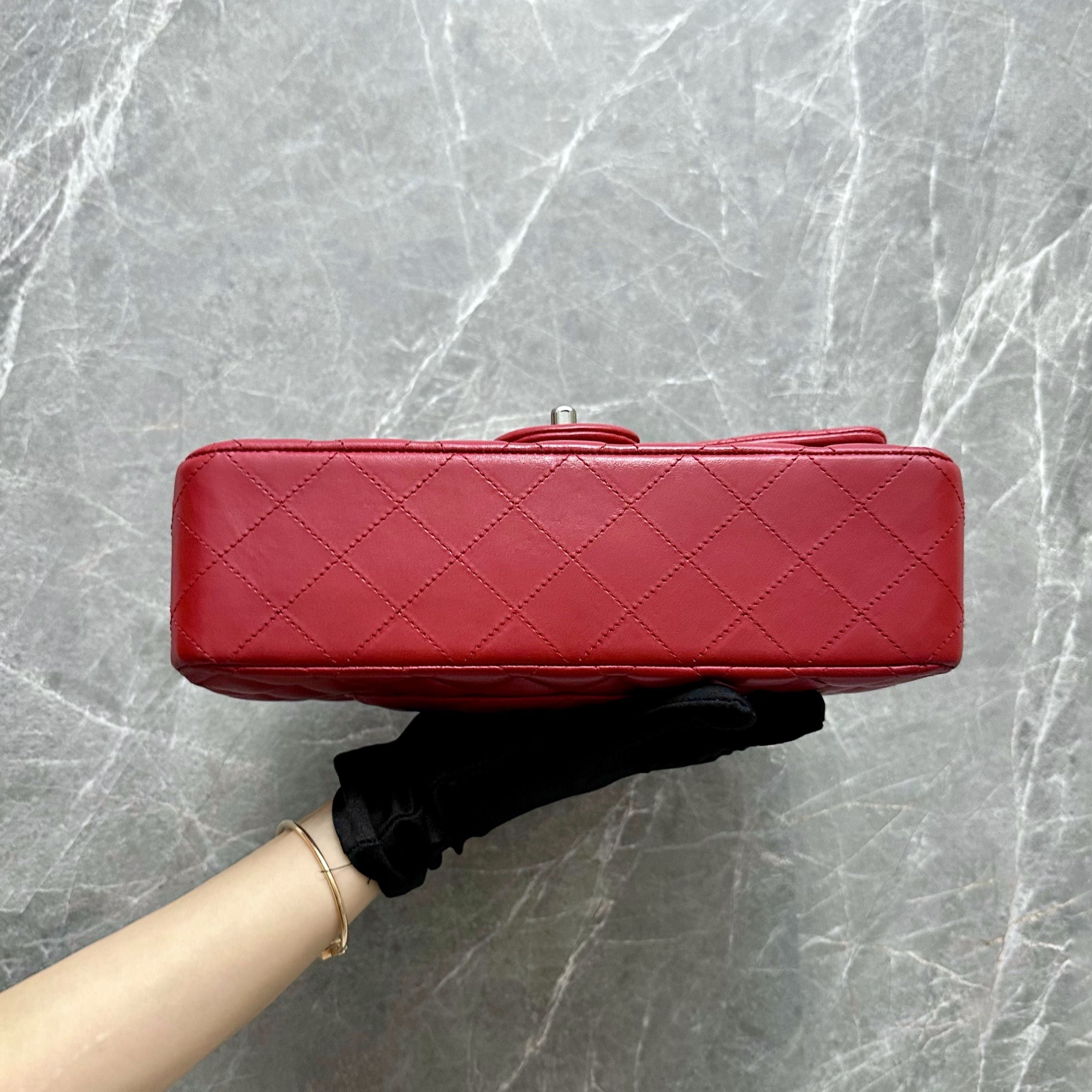 Chanel Medium Classic Flap Double Flap Red SHW No 20 - Luxury Evermore