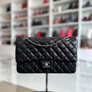 Chanel Medium Classic Flap Lambskin Black SHW No 21 - Luxury Evermore