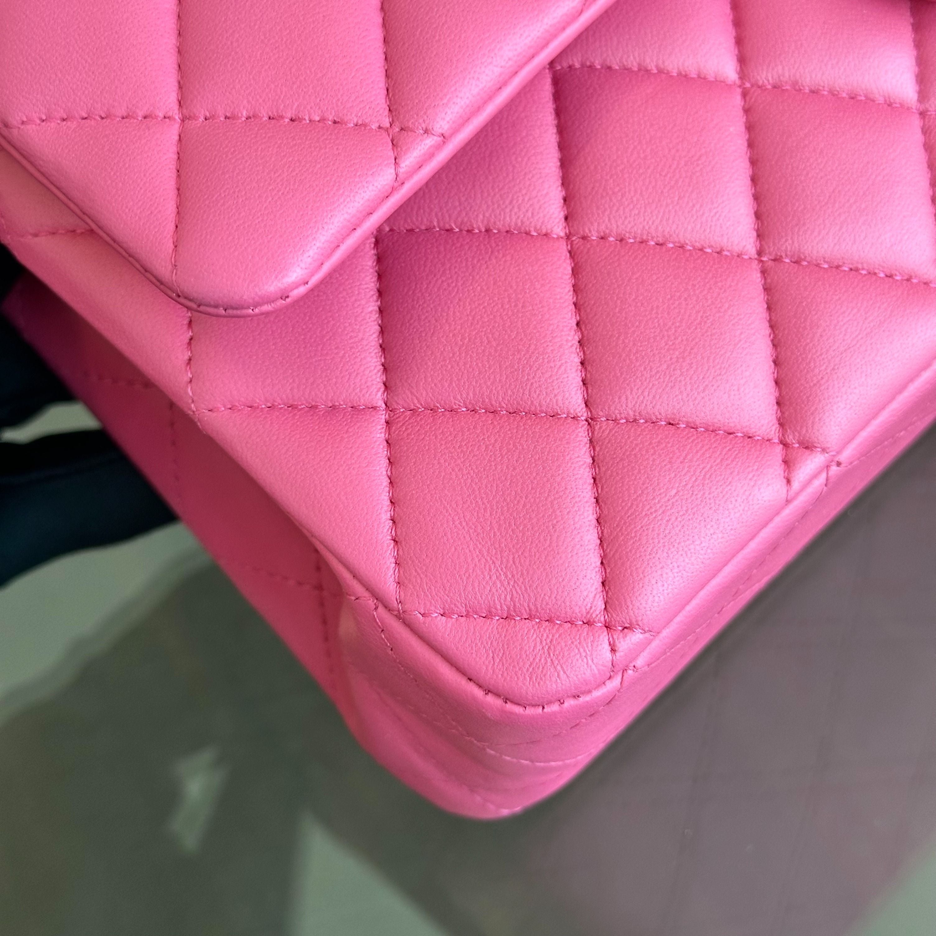 Chanel Medium Classic Flap Lambskin Quilted Hot Pink SHW No 19 - Luxury Evermore