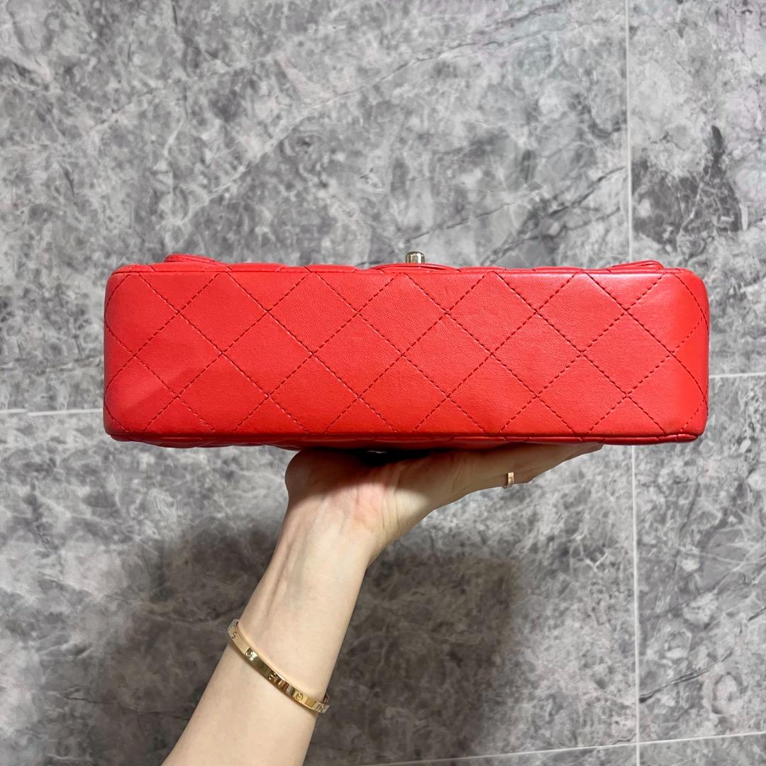 Chanel Medium Classic Flap Lambskin Red No 23 GHW - Luxury Evermore