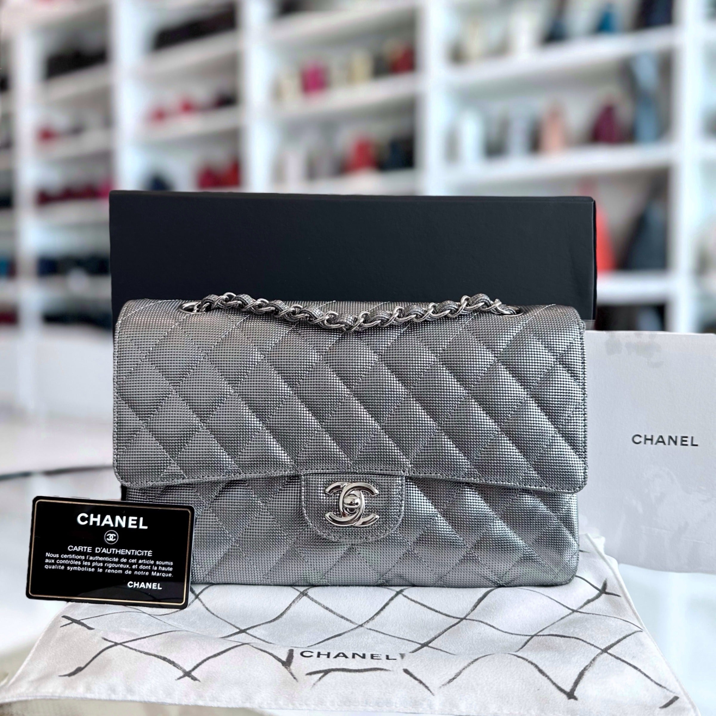 Chanel Medium Classic Flap Metallic Pixel Calfskin Limited Edition No 21 - Luxury Evermore