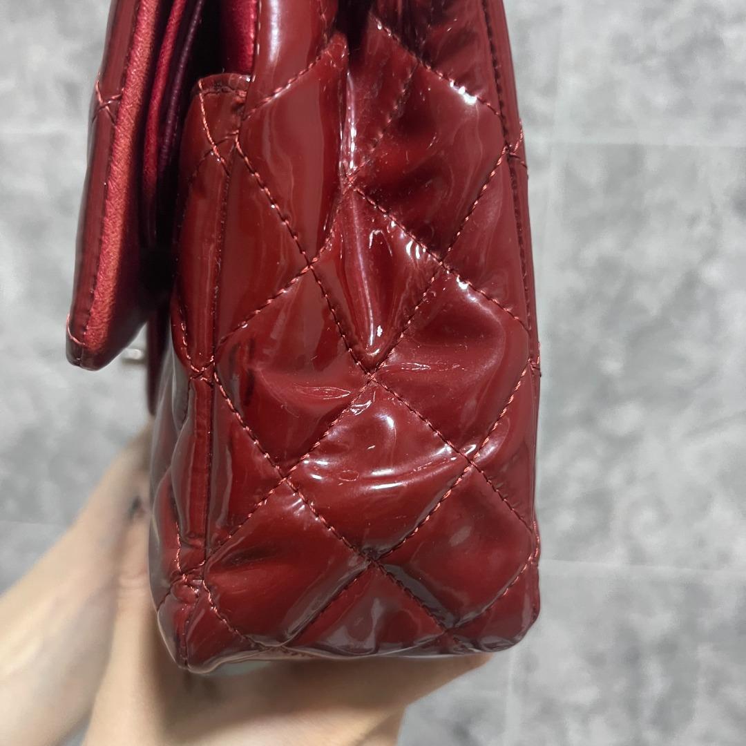 Chanel Medium Classic Flap Patent Leather Burgundy No 14 - Luxury Evermore