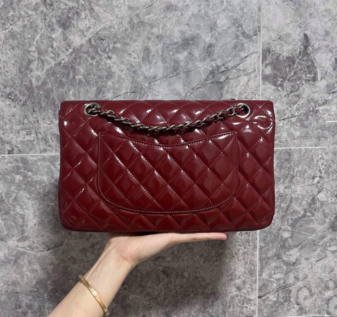 Chanel Medium Classic Flap Patent Leather Burgundy No 14 - Luxury Evermore