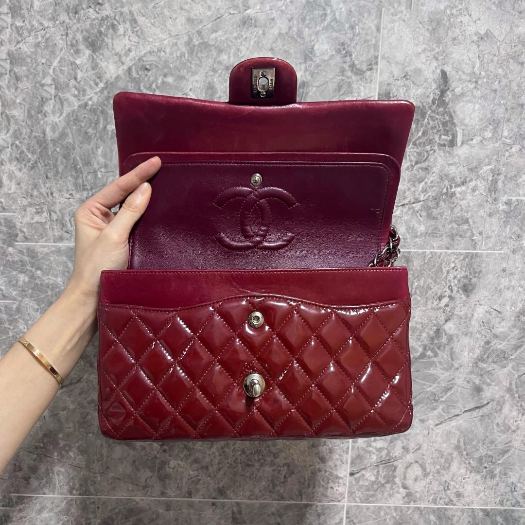 Chanel Medium Classic Flap Patent Leather Burgundy No 14 - Luxury Evermore